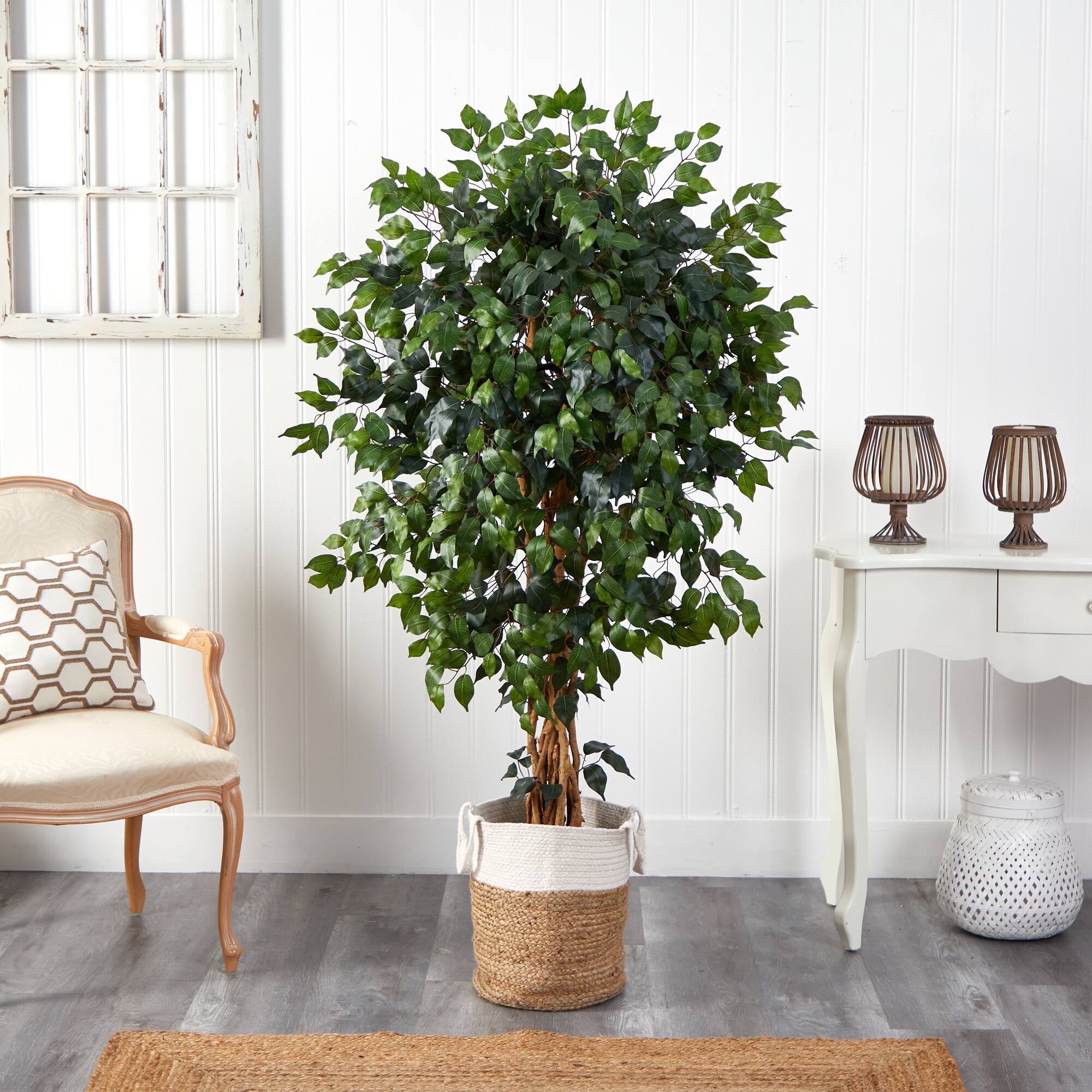 5.5ft. Palace Ficus Artificial Tree in Handmade Natural Jute and Cotton Planter